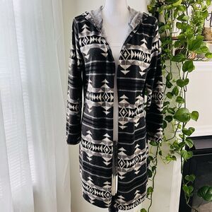 Maurices Black & Gray Aztec Southwestern Long Duster Cardigan Sweater - Plus XXL